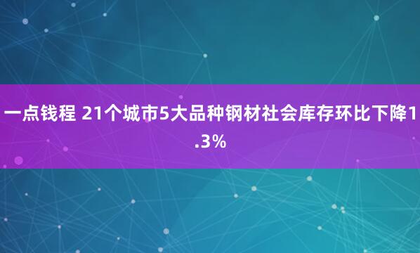 一点钱程 21个城市5大品种钢材社会库存环比下降1.3%